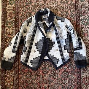 Vintage Southwest Together West Black and White Faux Fur Jacket